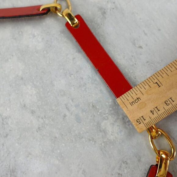 VINTAGE Gold Chain Belt Size Small Red Leather Metal‎ Link Ladies 90s Fashion main image 10